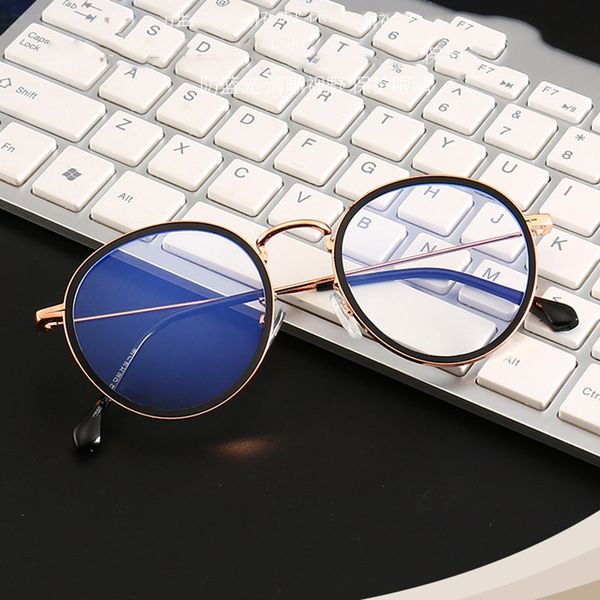 

anti blue light goggle blocking glasses round alloy for computer protection women men vintage retro classic sun glasses, White;black
