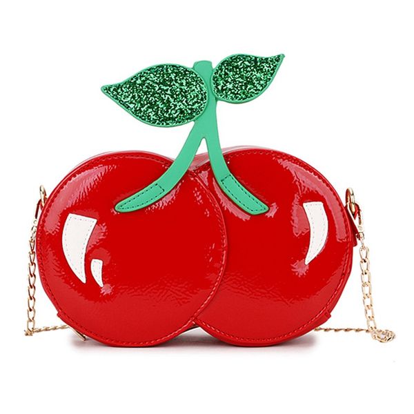 

beau-fashion cute red cherry shoulder bag pu leather casual chain mini messenger bag girl's clutch