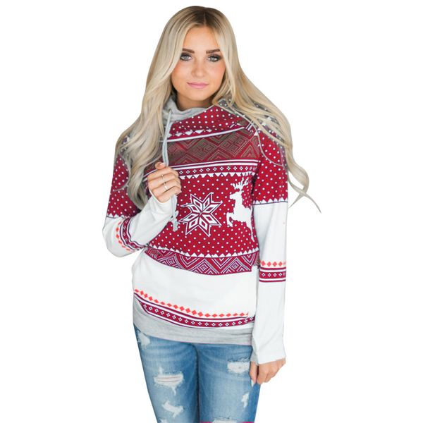 

Women Printing X Mas Christmas Long Sleeve Hoodie Pullover Sweatshirt Casual Hooded Autumn Tops