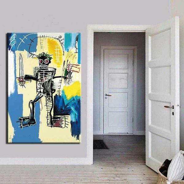 

jean-michel basquiat "warrior,1982" large wall picture handmade painting on canvas home decor wall picture for wall decoration