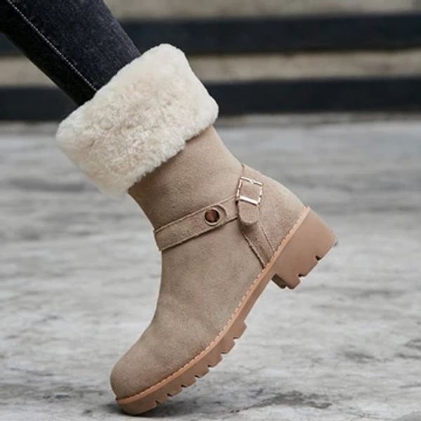 

monerffi winter women shoes women snow boots fur warm ladies low heels female fashion plus size plush ankle bootbotas mujer, Black