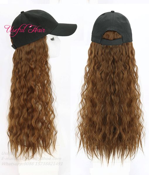 wholesale animale invernale lana lavorata a maglia WIG cappello di capelli sintetici capelli lunghi ondulati cappelli di lana lavorati a maglia con berretto nuovo stile berretti di lana per ragazza