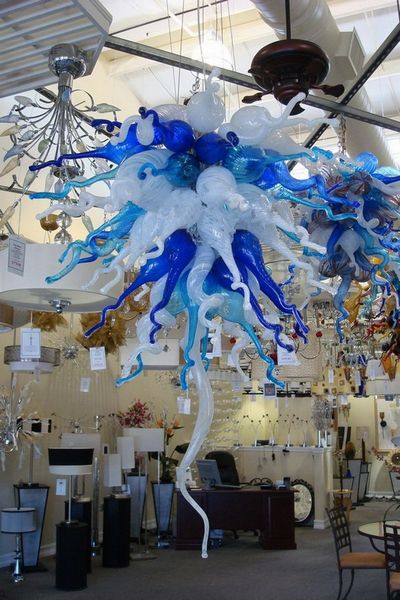 

blue and white pendant lamps for living room art decoration chihuly hand blown murano glass chandelier