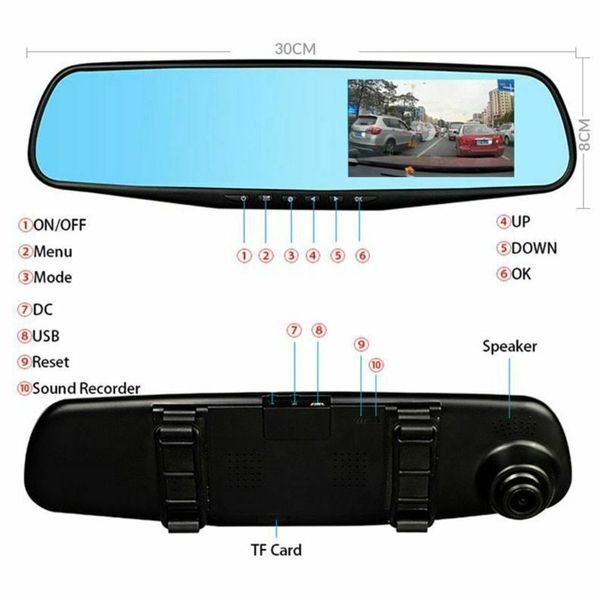 

full 1080p car dvr camera auto 4.3" rearview mirror digital video dash cam auto
