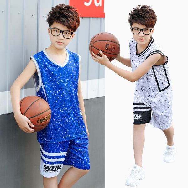 

retail 8-18y kids tracksuit set boys soccer suits basketball jerseys 2pcs shorts set football designer training suit outfits 50% off, White