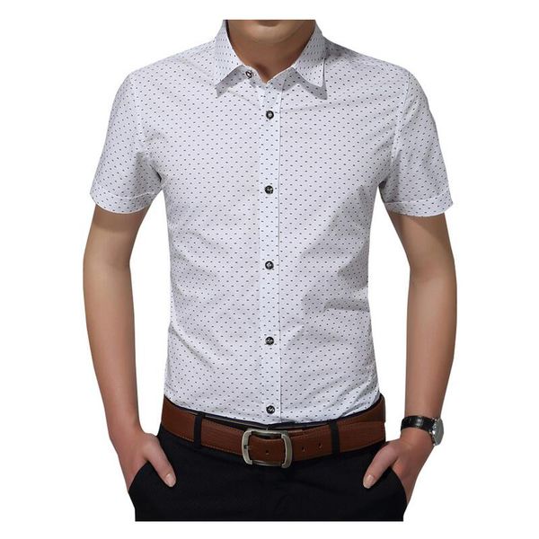 

mens shirts casual slim fit shirt men casual shirt fashion cotton mens short sleeve polka dot brand clothing asian size 5xl, White;black