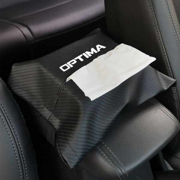 

carbon fiber grain leather seat back tissue box car armrest box tissue car interior accessories for kia optima