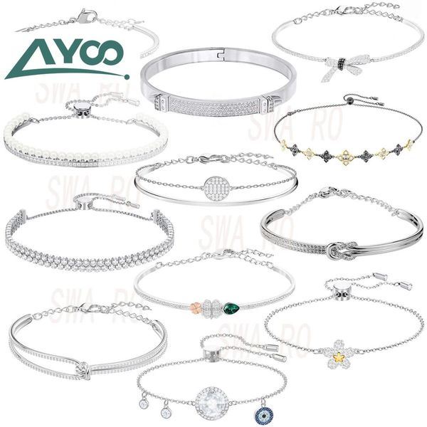 

ayoo swa new fashion sparkling dance bracelet lady shiny round jumping crystal flower bow bracelet, Golden;silver