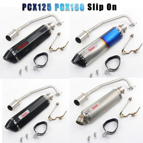 

motorcycle exhaust 470mm for homda pcx 125 pcx 150 full system slip on pcx125 pcx150 scooter muffler moto escapamento de motor