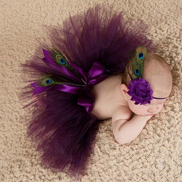 

newborn pgraphy props tutu skirt baby p props peacock handmade peacock feathers beanie cap fotografia purple, Yellow