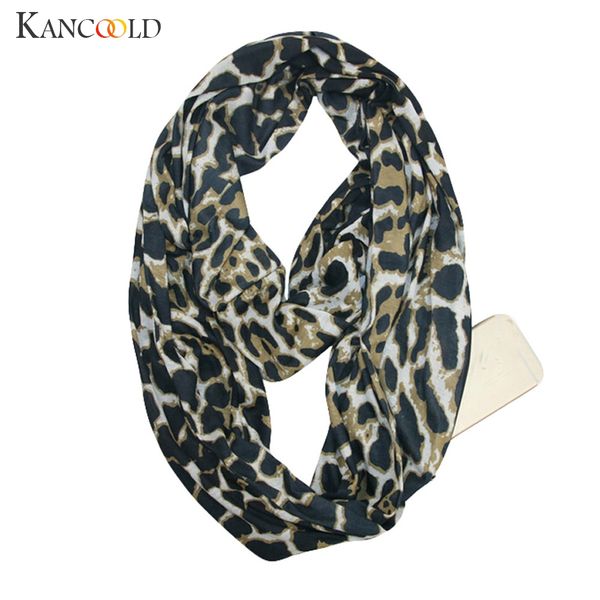 

kancoold scarf winter print warm loop zipper secret pocket infinity scarf shawl ring fashion women 2018nov8