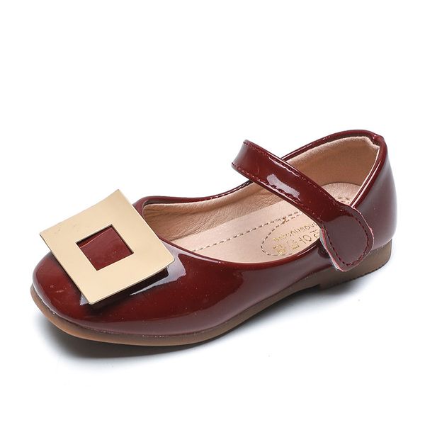 

korean version of girls leather shoes soft soles single shoes princess children' bean iron buttons lazy, Black;grey