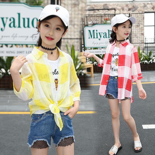 

baby children sun protection clothing boys girls summer plaid sun protection clothing light breathable jacket zhoa, Blue;gray