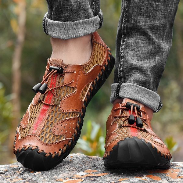 

2020 large size outdoor mesh shoes outdoor breathable hiking shoes 2020 summer men foot covering athletic