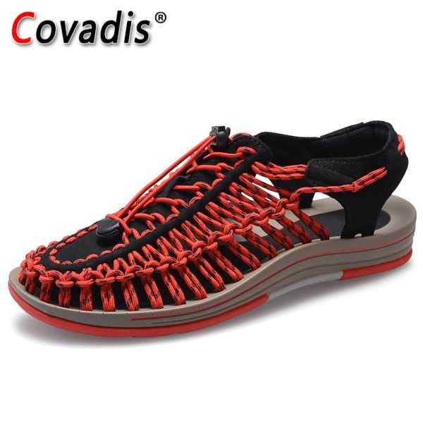 

men sandals summer casual flat men shoes soft comfortable round toe slip on leisure weave sandals creek shoes mx200617, Black