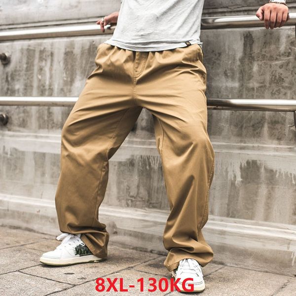 

men's safari pants 8xl pocket pants trousers autumn outdoor leisure large size large size 6xl stretch straight elastic, Black