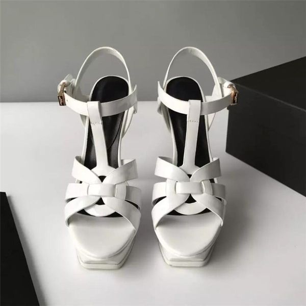 

multi color genuine leather new fashion designer brand womens shoes pumps super high heels platform shoes women ankle strap, Black
