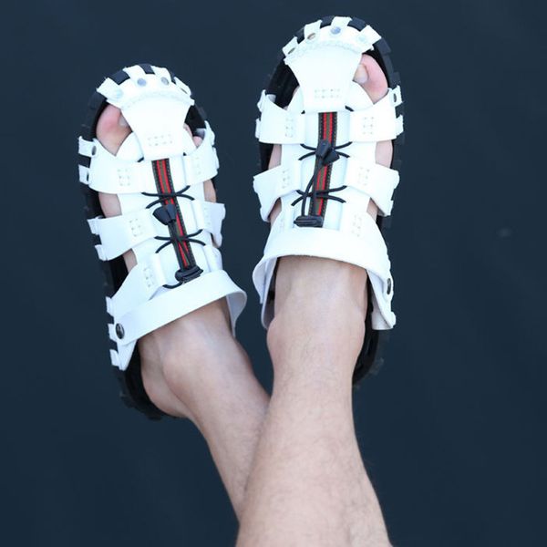 

summer men beach sandals breathable slippers flat sandalias antiskid clogs zapatos de hombre, Black