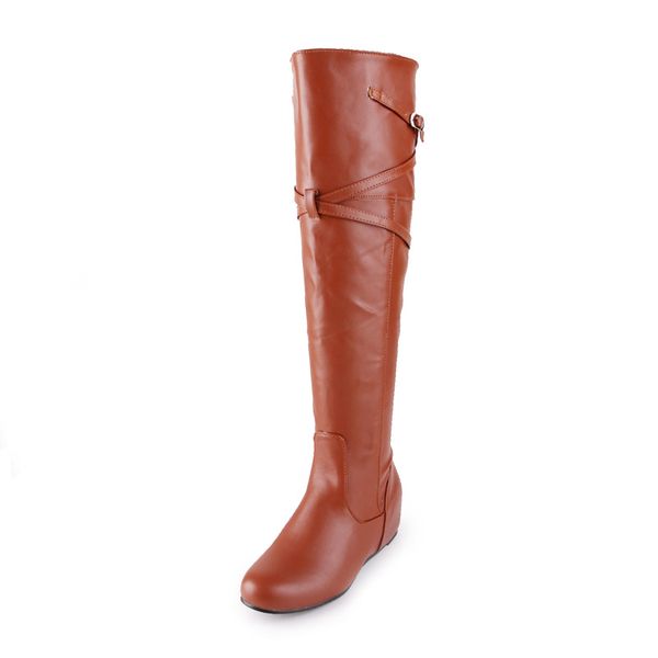 

kalenmos 2019 winter shoes women over the knee boots increasing height slip on long boots women footwear 4 color plus size 33-46, Black