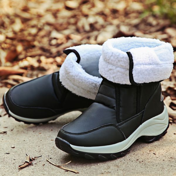 

2019 winter boots women platform winter boots thick plush waterproof non-slip women outdoor warm shoes botas mujer, Black