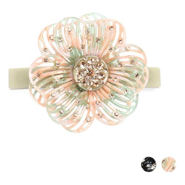 

rose hair barrettes - hole flower hair clip for women girls - rhinestone accessory trendy ornament for thick, Golden;white