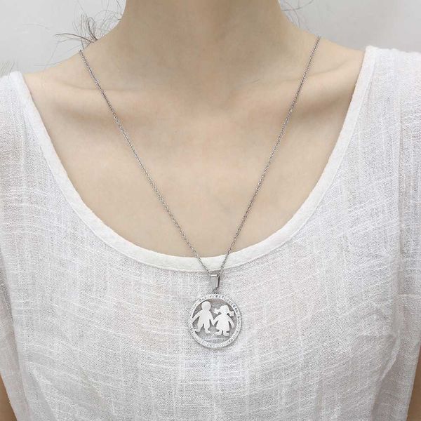 

stainless steel jewelry neckless women's clothing & accessories jewellery zircon chain long friends pendant necklace women, Silver