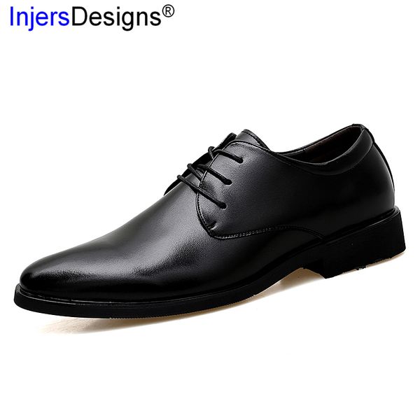 

new arrival lace-up men dress shoes british style pointed toe business men shoes formal gentleman party wedding size 38-44, Black