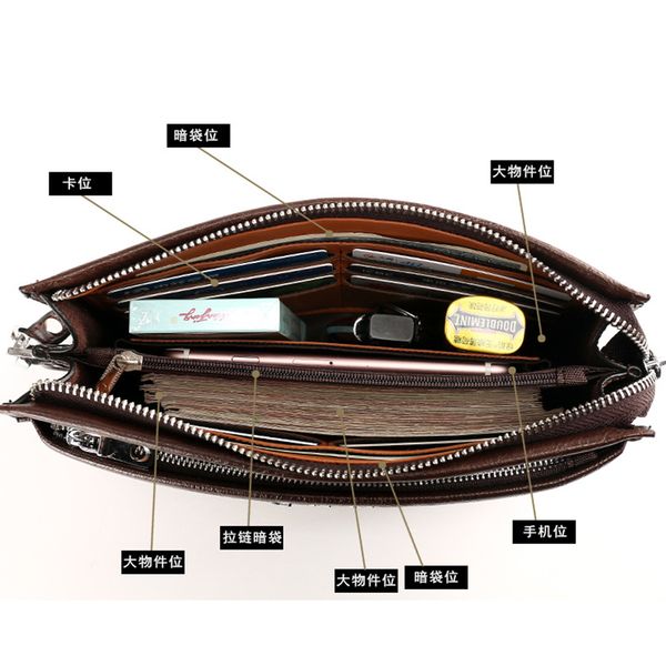 

money wallet leather cowhide men purse bag male clutch man small handbag large bag phone mobile card men's holder wallet meajm, Red;black