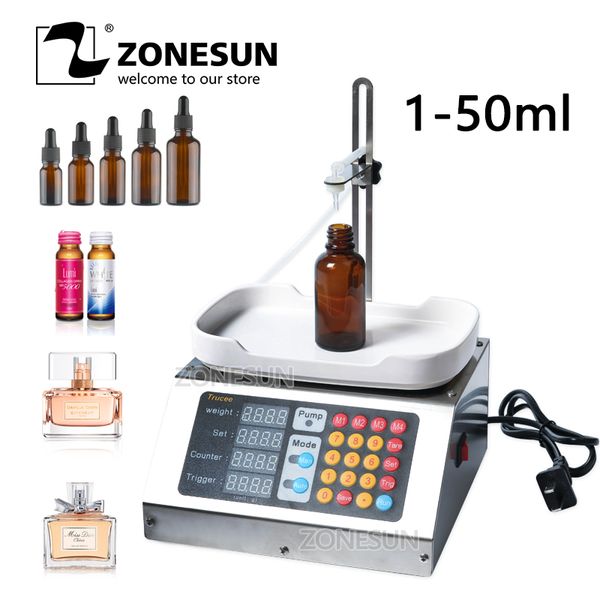 

zonesun 0-50ml small automatic cnc liquid filling machine 110v-220v perfume weighing filling machine oral liquid solution filler