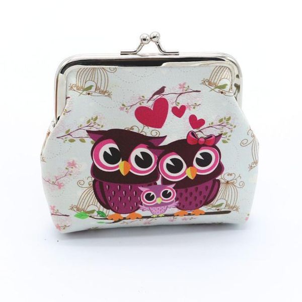 

fashion novelty women lady vintage owl small wallet hasp purse clutch bag pu leather coin purses portefeuille femme, Red;black