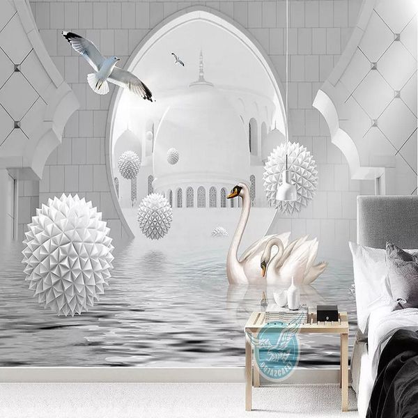 

home decor custom large mural 3d wallpaper modern creative 3d space expansion sphere living room mural tv back wall decor deep 5d embossed