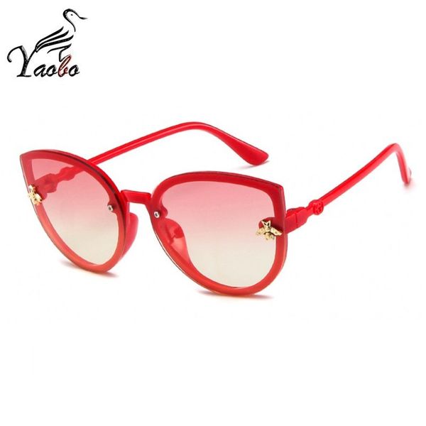 

children sunglasses baby girls princess cute cat eyes sun glasses pink red black fashion gradient eyewear kids 2-9 old, White;black
