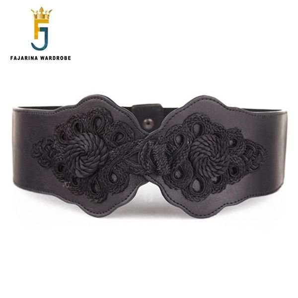 

fajarina fashion casual retro styles hook buckle ladies elastic waistband belt female models overcoat girdle for women ldfj021, Black;brown