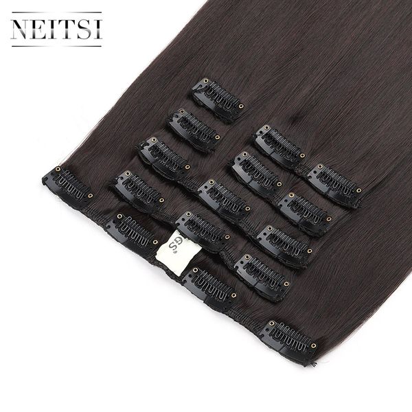 

neitsi 22'' 7pcs/set straight clip in synthetic hair extensionsm2-99j#, Brown