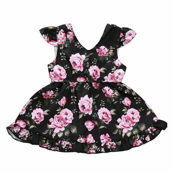 

new retro toddler kid baby girl ruffle dress party princess dress sundress summer, Red;yellow