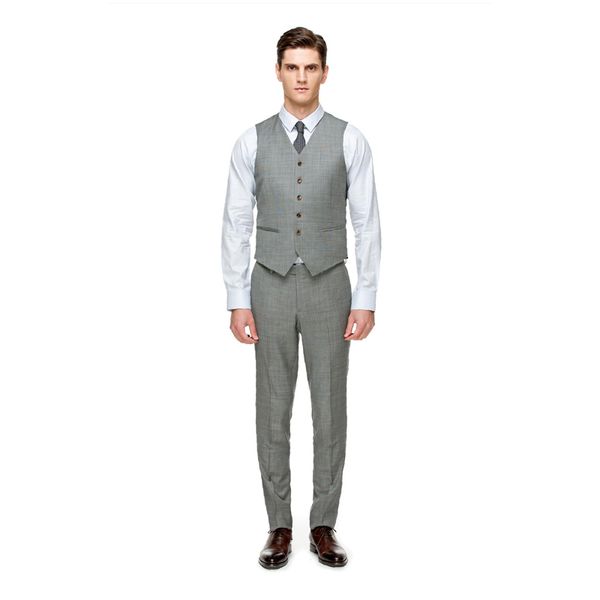 2019 Farm Hellgrau Hochzeit Bräutigam Westen Trauzeugen Weste Anzüge Slim Fit Herren Anzug Weste Abschlussball Party Hochzeit Weste (Weste + Hose)