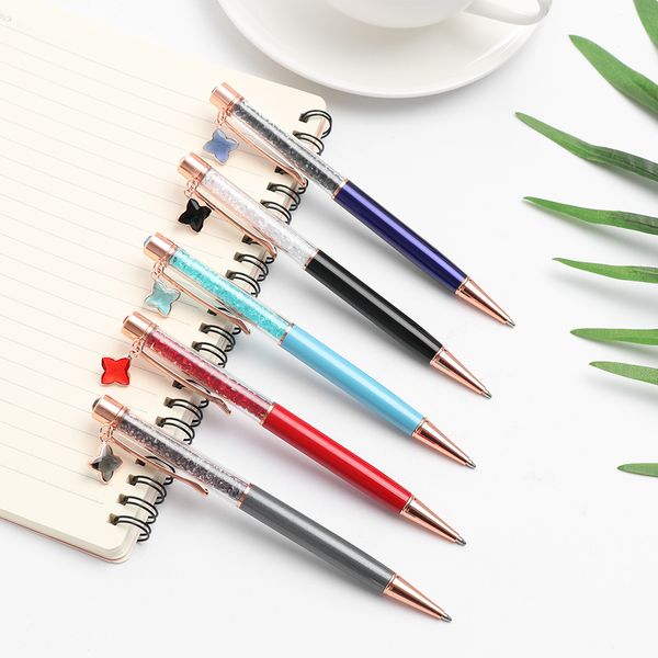 

1pc crystal pen gem ballpoint pen ring wedding office metal ring roller ball rose gold silver pink purple, Blue;orange