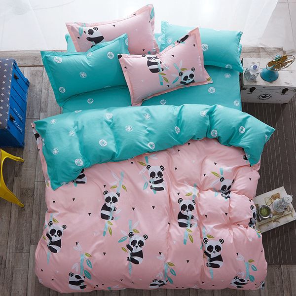 

cartoon panda 4pcs girl boy kid bed cover set duvet cover child bed sheets and pillowcases comforter bedding set 2tj-61010