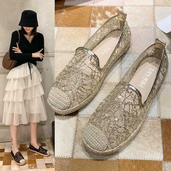 

round toe shoes woman flats casual female sneakers slip-on dress summer new slip on cotton fabric solid fisherman leisure lace, Black