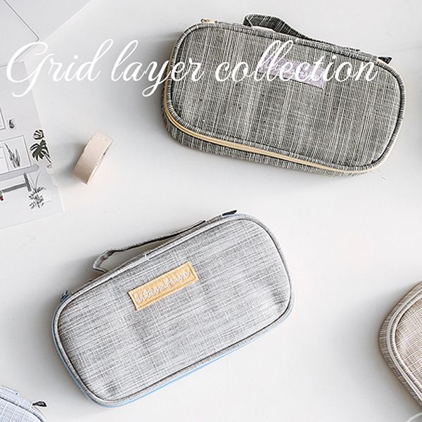 

new cotton and linen pencil case big capacity pencil box portable layered storage bag estuche escolar school supplies stationery