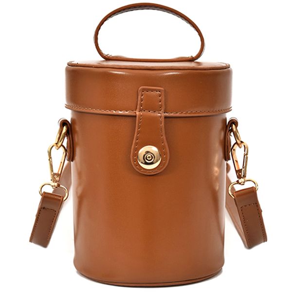 

personality pu leather ladies handbag mini bucket bag ladies shoulder messenger bag evening retro clutch brown