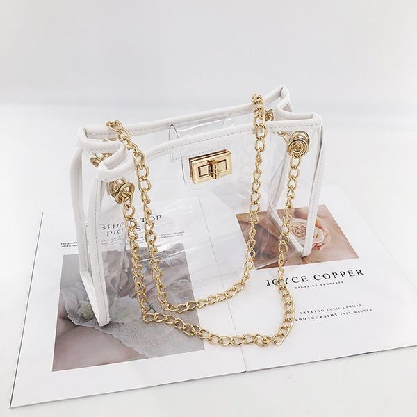 

2020 new korean shoulder bag women's casual fashion jelly transparent chain ladies bag