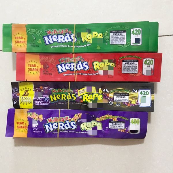 

Смешайте 6 типов полудурков Rope ющего медикаментозного Empty Упаковка барельефы полудурков Rope Candy Nerdsrope Липкие сумки Три края запечатывания мешок фольги Упаковка для продуктов