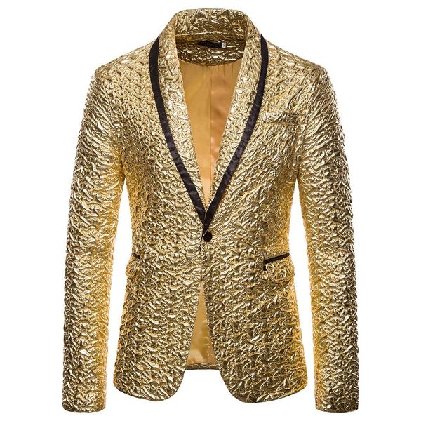 

men shawl lapel blazer designs plus size s-2xl black velvet gold print sequins suit jacket dj club stage singer clothes#g30, White;black