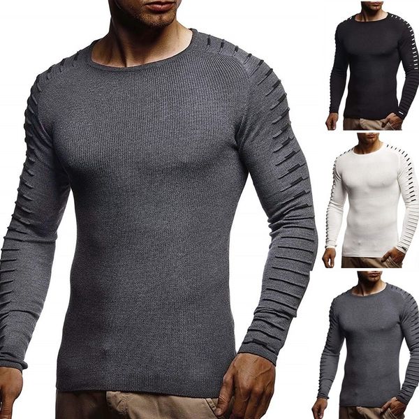 

zogaa slim sweater men 2019 autumn thin o-neck knitted pullover men casual solid mens sweaters pull homme mens sweater, White;black