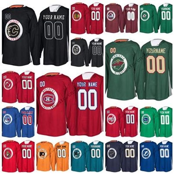 

2018 new season practice jersey 30-teams all customized brent burns 88 patrick kane 19 toews flames avalanche blackhawks stars kings knights, Black;red