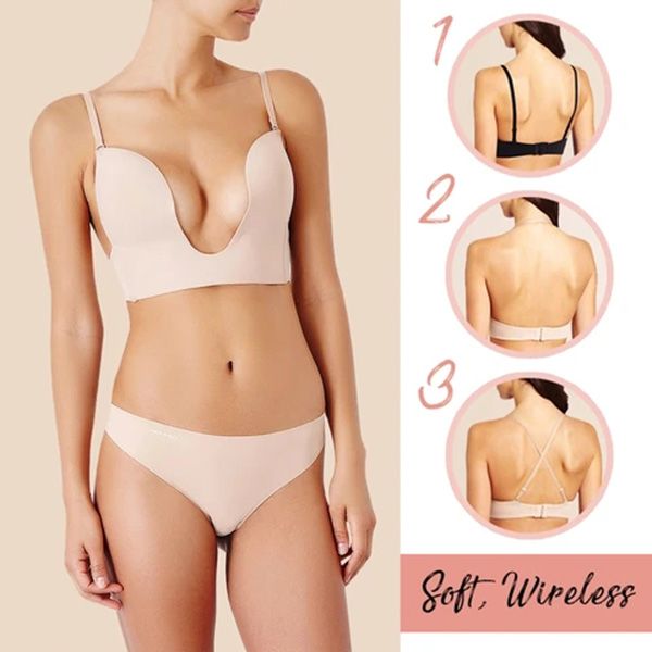 

2020 newly women bras underwear fashion ladies low back design bra cleavage-boosting light padding bra underwear, Black;white