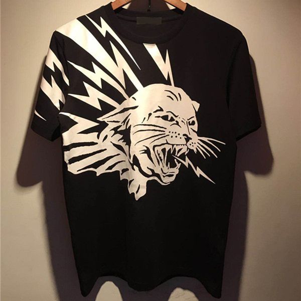 

19ss mens t shirts crane printing hip hop fashion men women short sleeve tees black size m-2xl, White;black