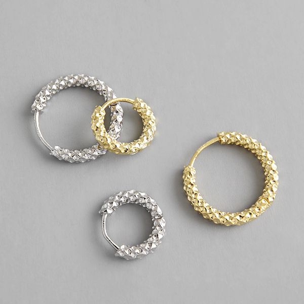 

korean popcorn concave surface women earring silver 925 hoop earring gold individuality ear buckle women jewelry, Golden;silver