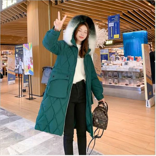 

fashion winter women jacket 2019 new down parkas long female thick snow wear big pockets warm office lady winter overcoat h198, Black